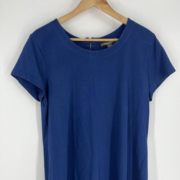 Tommy Bahama T Shirt Dress Size Large Womens Navy Knit Scoop Short Sleeve Shift - Picture 2 of 9